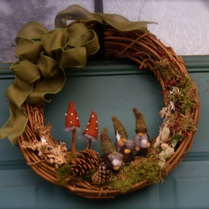 18 Woodland Gnome Grapevine Wreath... Made to order woolcrazy image 5