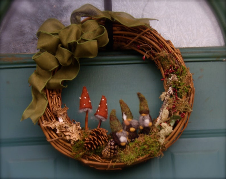 18 Woodland Gnome Grapevine Wreath... Made to order woolcrazy image 5