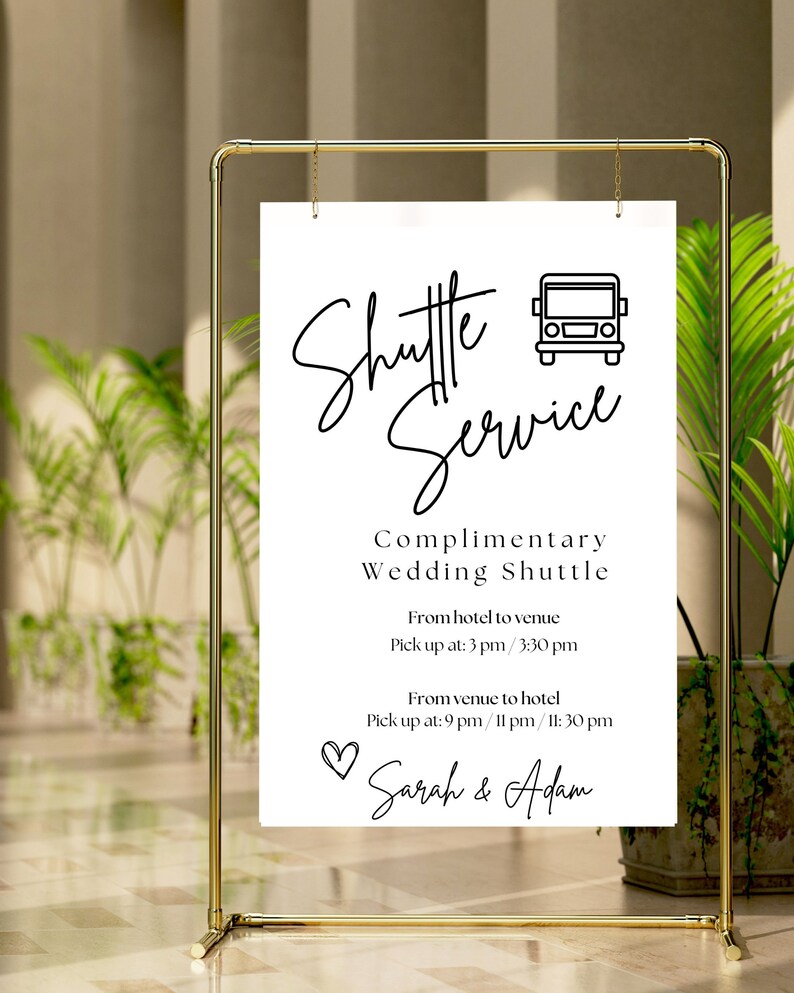 Weddign Shuttle Sign Fully Editable Wedding Shuttle Sign - Etsy