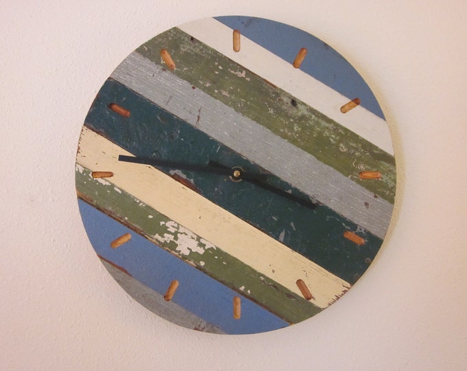 Distressed Wood Wall Clock Etsy