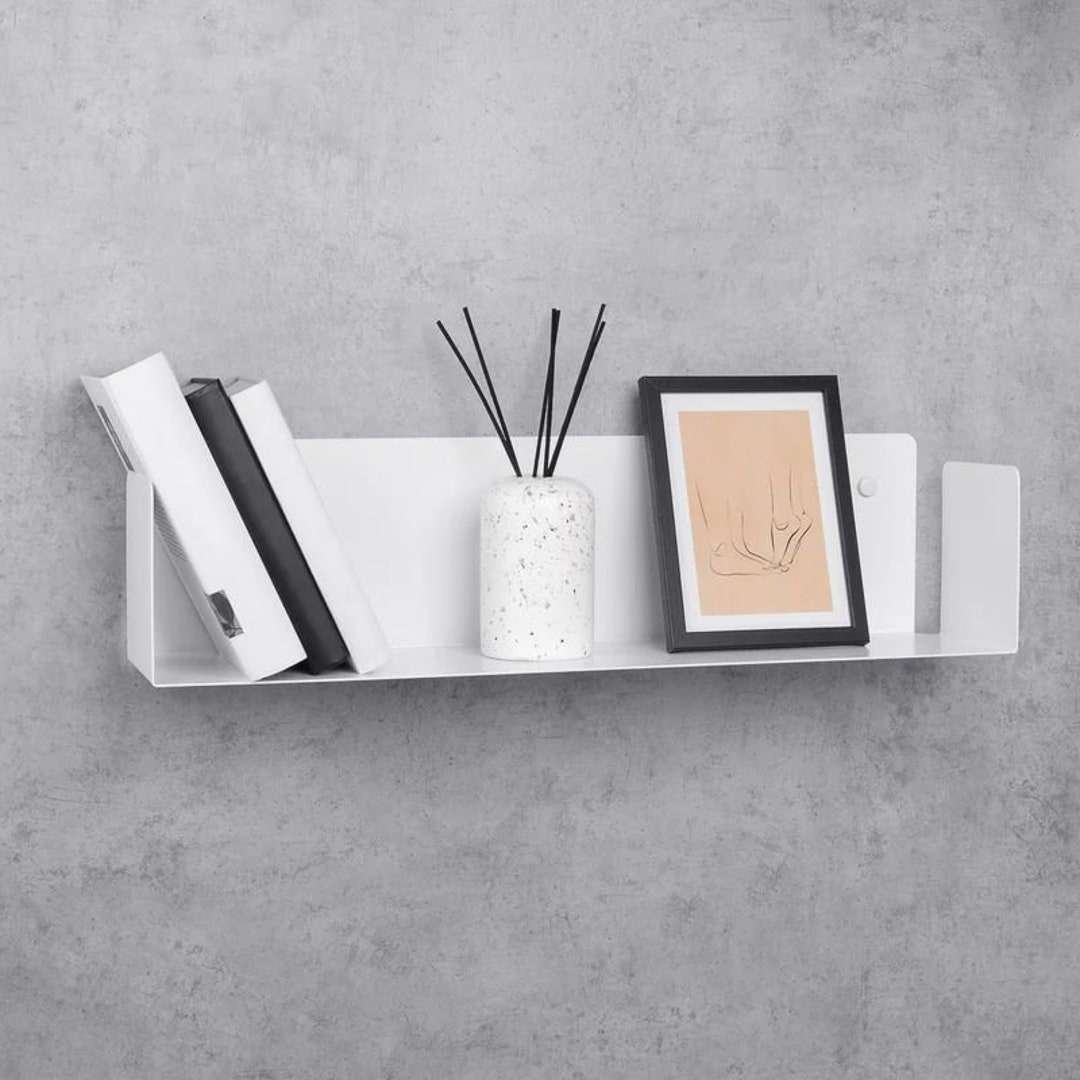 Minimalist White Floating Book Shelf – Modern Wall-mounted Bookshelf ...