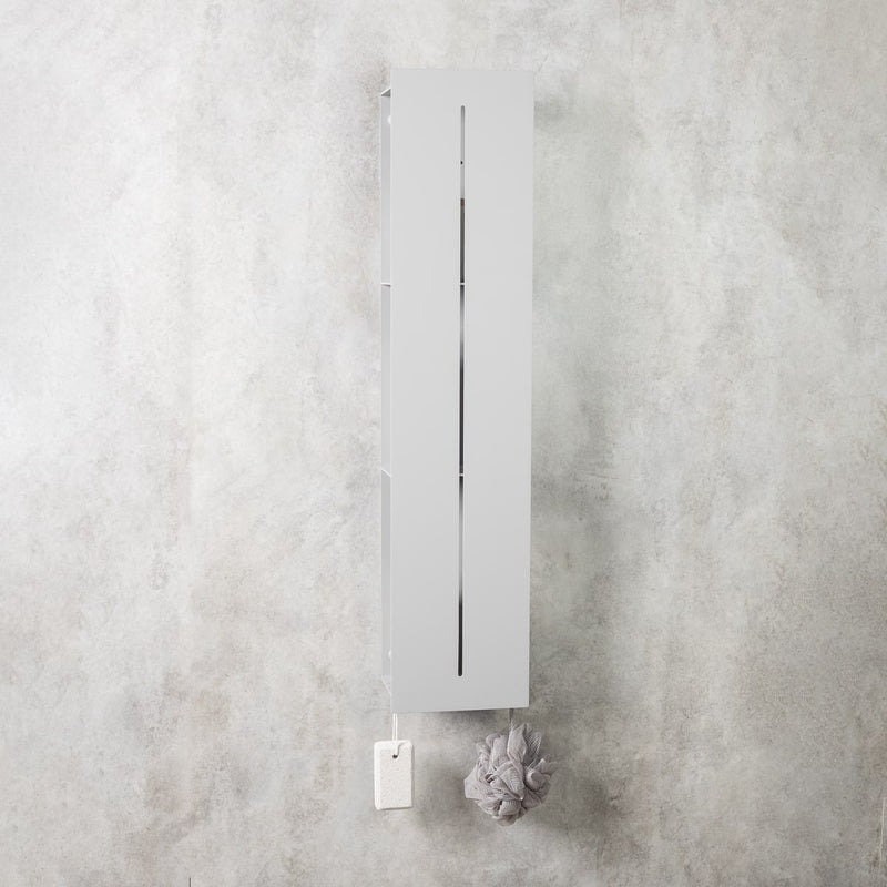 Floating Metal Bathroom Organizer Sleek Modern Vertical Shelf Cabinet ...