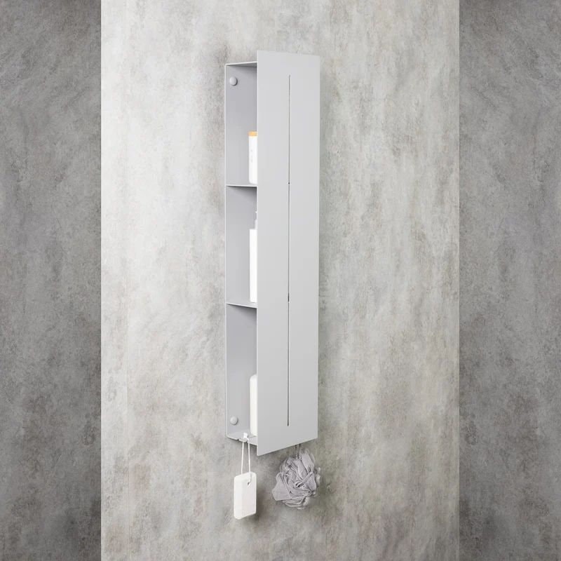 Gray Minimalist Bathroom Shelf Cabinet - Modern Vertical Storage ...