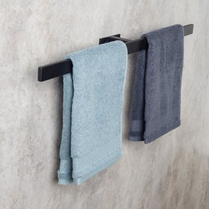 Minimalist Bathroom Towel Holder – Matte Stainless Steel, Dual Section, Wall-Mounted