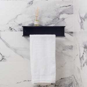 Black Towel Rack with Shelf – Sleek, Modern Bathroom Storage Solution