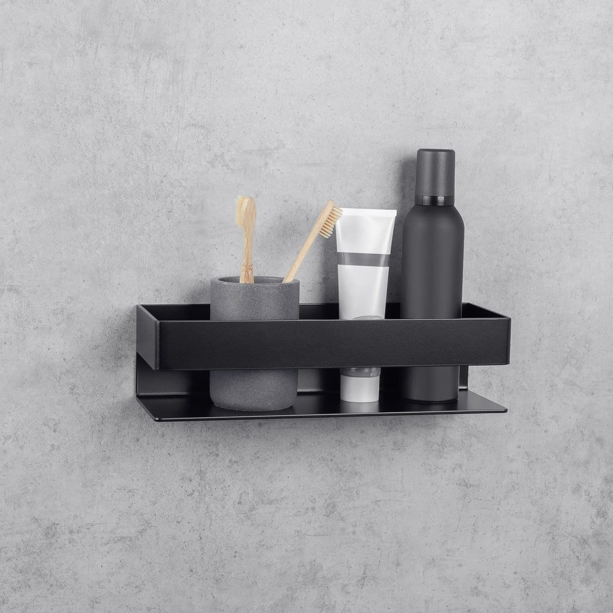 Matte Black Floating Bathroom Shelf – Modern Wall-mounted Organizer ...