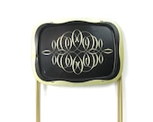 Vintage Black Gold Metal TV Tray with Stand 1950s Retro Home Decor Table Plant Stand