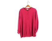 Rose Pink Thermal sweatshirt Oversized Henley Button Shirt Top Athleisure Sweatshirt Long Underwear Jumper Women 39 s Plus Size 1X