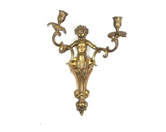 angel sconce Vintage Gilded Sconce Wall Sconce silver sconce
