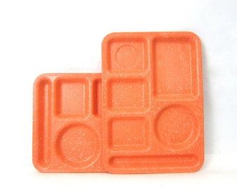 Tray Divided TV Lunch Dinner Meal Picnic Plate Serving Plastic Orange 8.5/"x11.5/"
