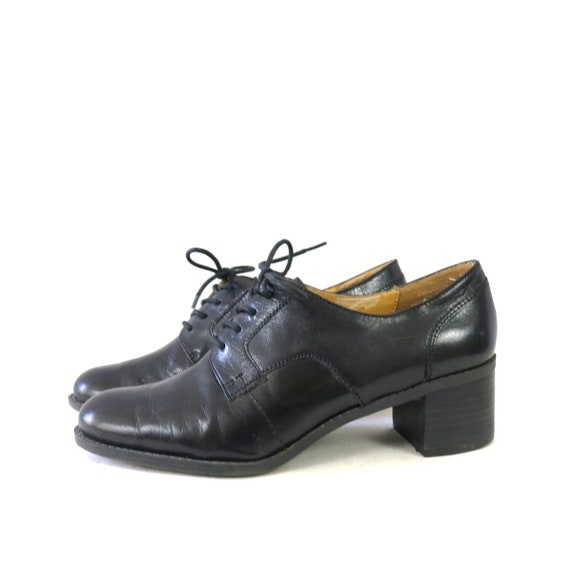 90s Black Leather Oxford Shoes | Minimal Nine Wes… - image 1