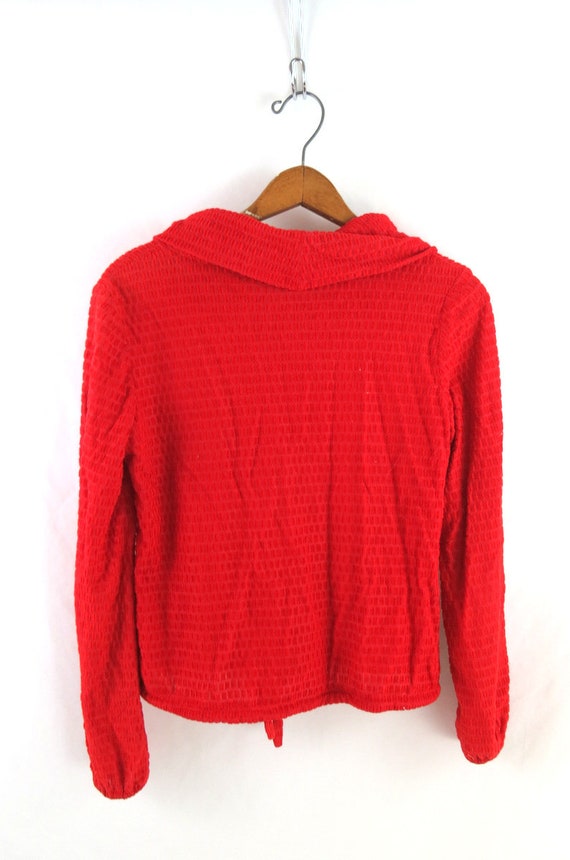Red Cowl Neck Pullover Shirt 1970s Long Sleeve Dr… - image 6