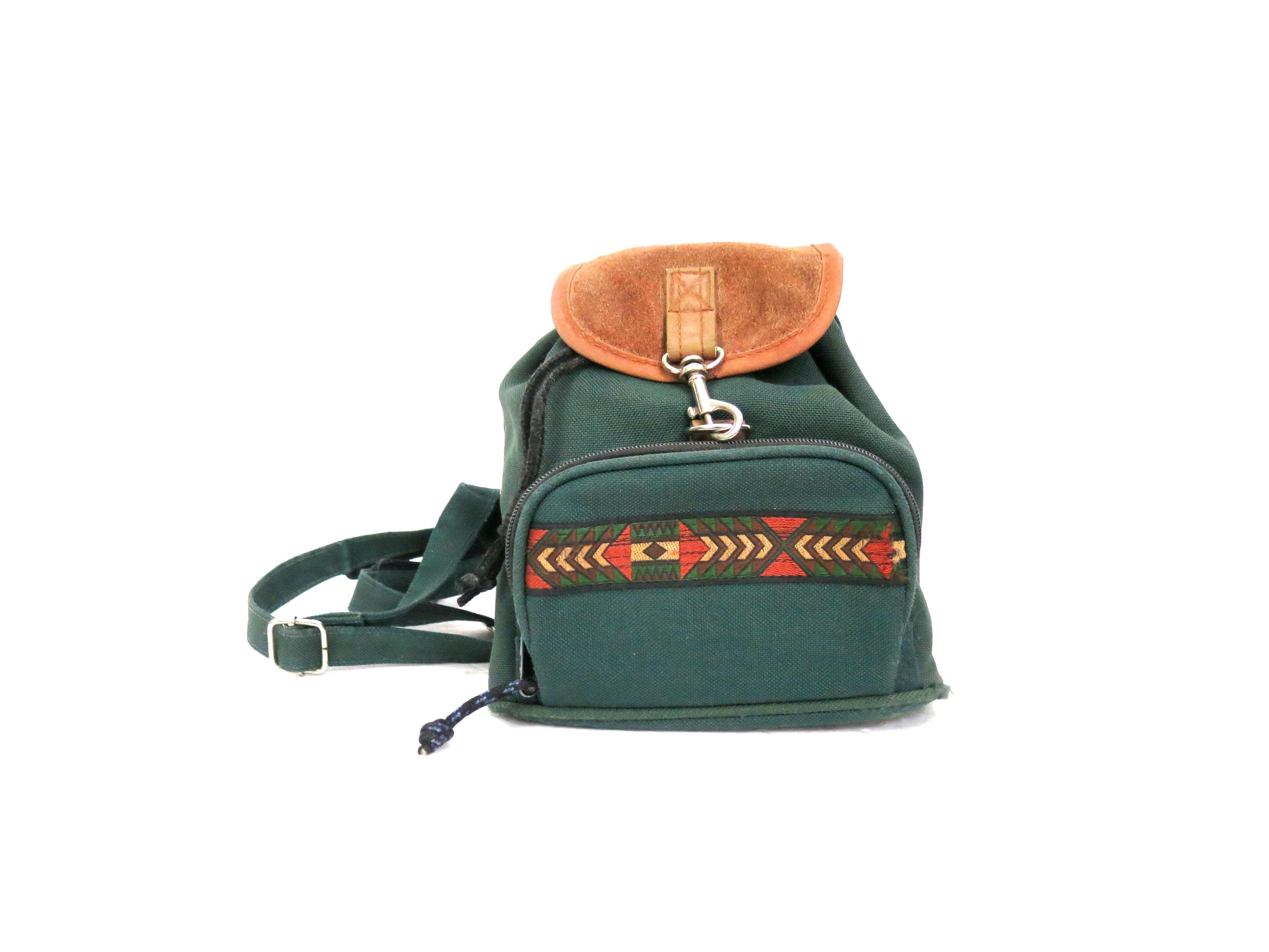 Vintage 90s Mini Backpack, Southwestern Stripe Green Nylon Brown Suede Leather, Convertible Shoulder Bag, Hiking Outdoorsy - Etsy Vintage 90s Mini Backpack, Southwestern Stripe Green Nylon Brown Suede Leather, Convertible Shoulder Bag, Hiking Outdoorsy - Etsy