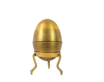 Brass EGG on Stand | Vintage Retro Book Shelf decor / Large Brass Egg