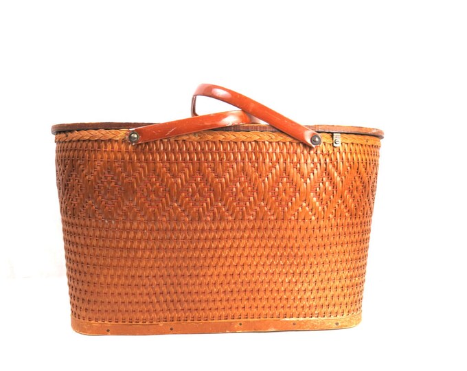 Vintage Redmon Picnic Basket Stamped Redmon Peru Ind. Diamond Etsy