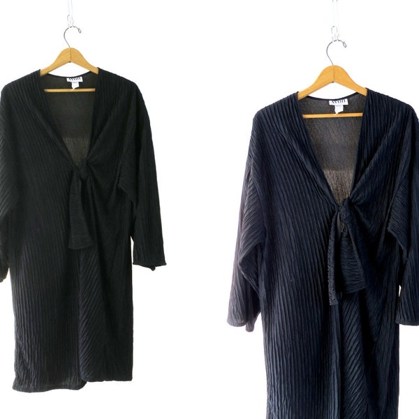 Avon Badeanzug Hülle Schwarze Robe 1980er CoverUp Jacke Knoten Krawatte Top Damen One Size