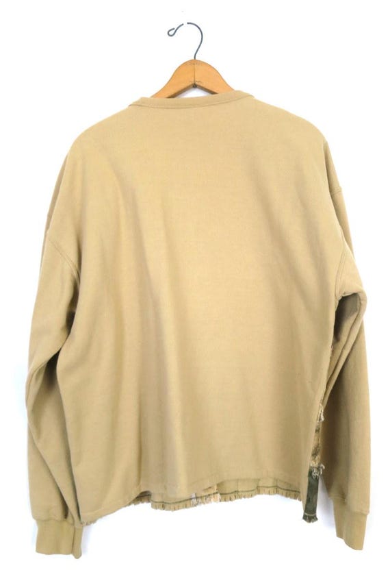 Textured Patchwork Sweatshirt Cardigan Vintage Fo… - image 6