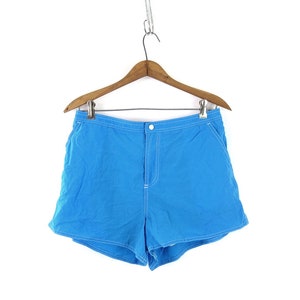 Blue 80s Swimming Trunks | Vintage Beach House Swim Shorts | Size 14