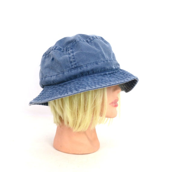 Blue Cotton Bucket Hat | Vintage Nissun Hat | Lar… - image 4
