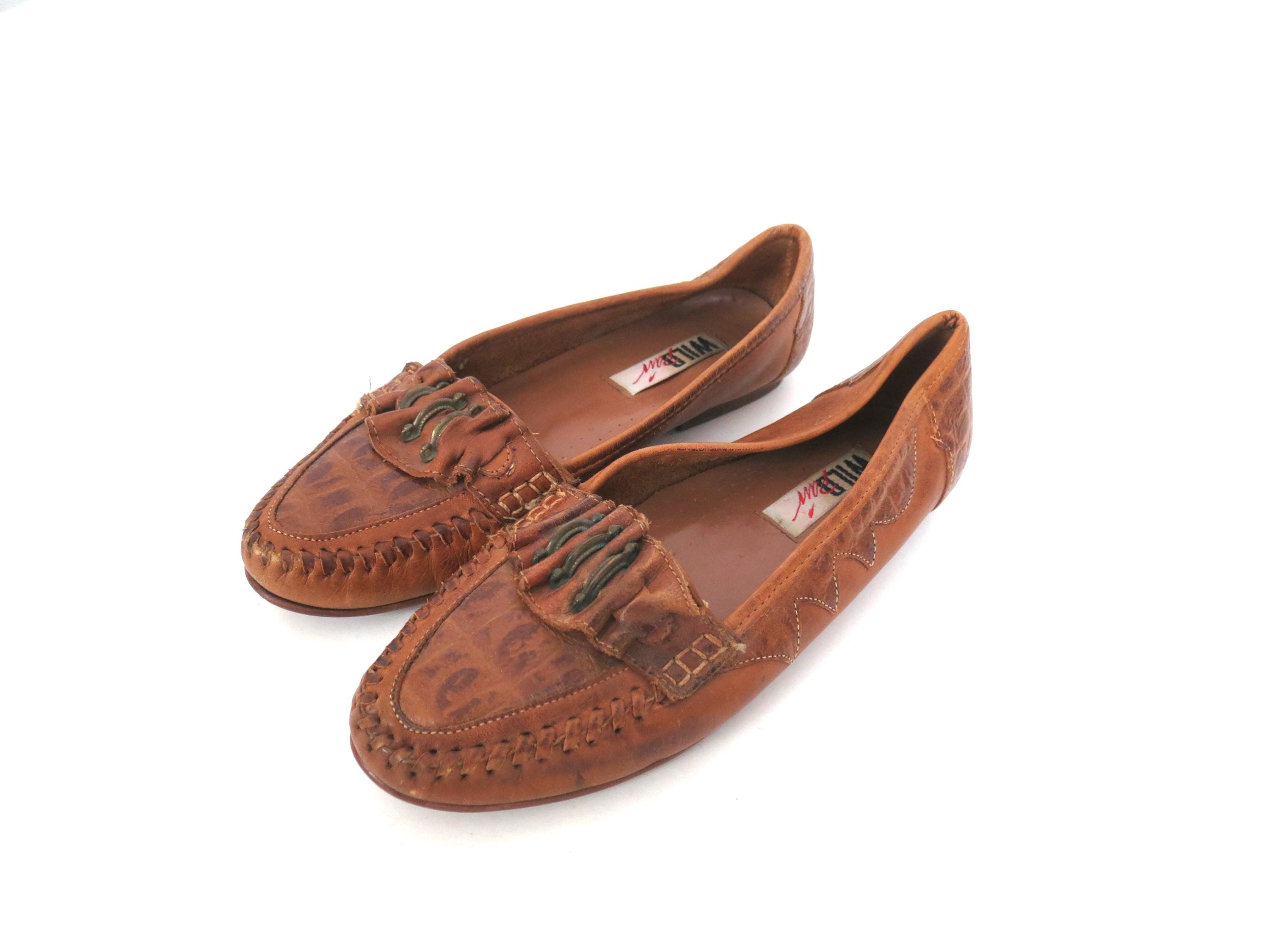 Vintage 90s Brown Leather Slip on Loafers - Women's Size 7 - Etsy