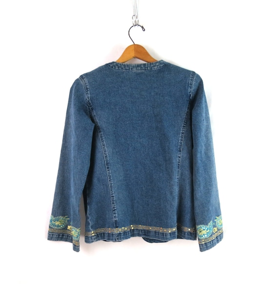 Embroidered Paisleys Jean Jacket Vintage 90s Deni… - image 5