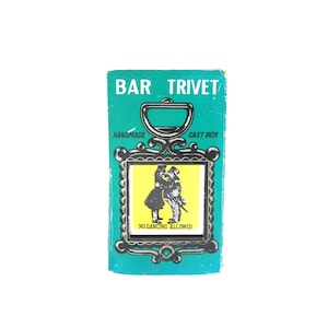 Vintage No Dancing Allowed Trivet | Mid Century Tiny Metal Hot Plate / Bottle Opener