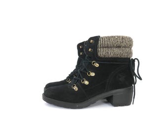 Vintage Black Suede Ankle Boots - Beverly Hills Polo Club - Size 7.5