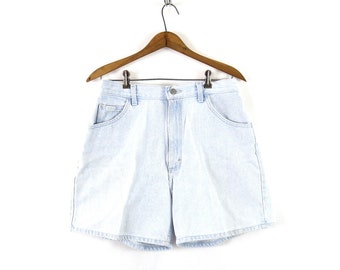 High Waist Jean Shorts Vintage 90s Light Blue Denim Shorts Women's 30 W