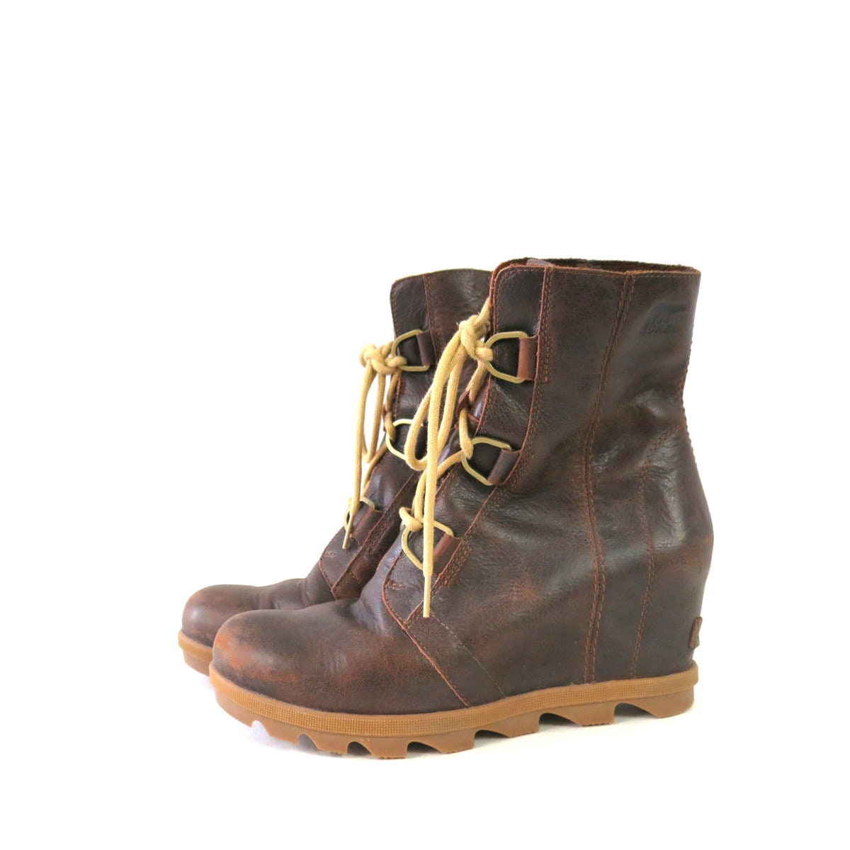 Sorel Wedge Boots | Brown Leather Ankle Boots | Lace up 00s  display picture 1