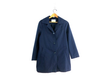 Navy Blue Rain Jacket Vintage 60s MOD Mid Century light Spring Jacket Women's Small