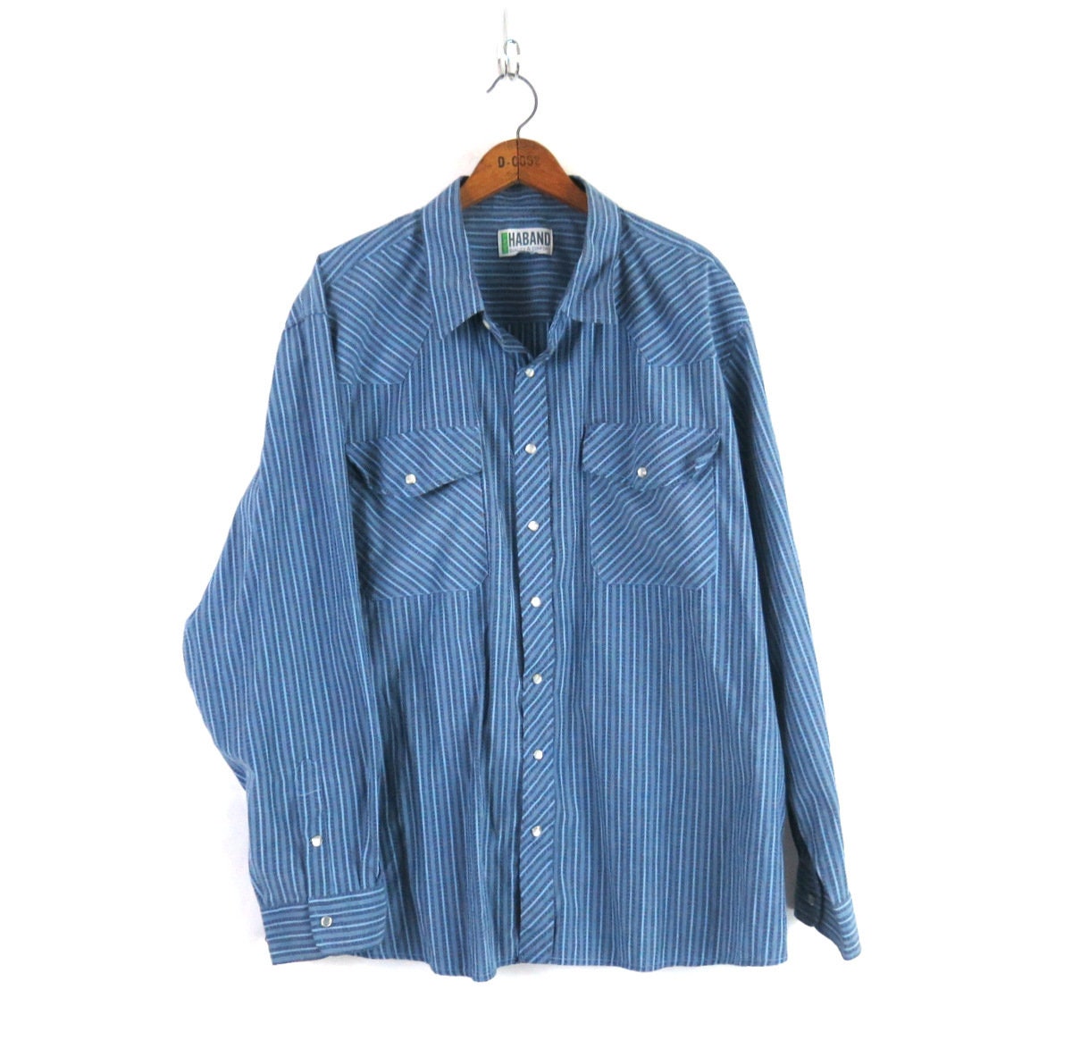 Camisa con broche de perla azul / Camisa estilo camionero estilo western  Haband / Camisa estilo ranchero estilo vaquero vintage / Talla 2X, image size:1200x1183