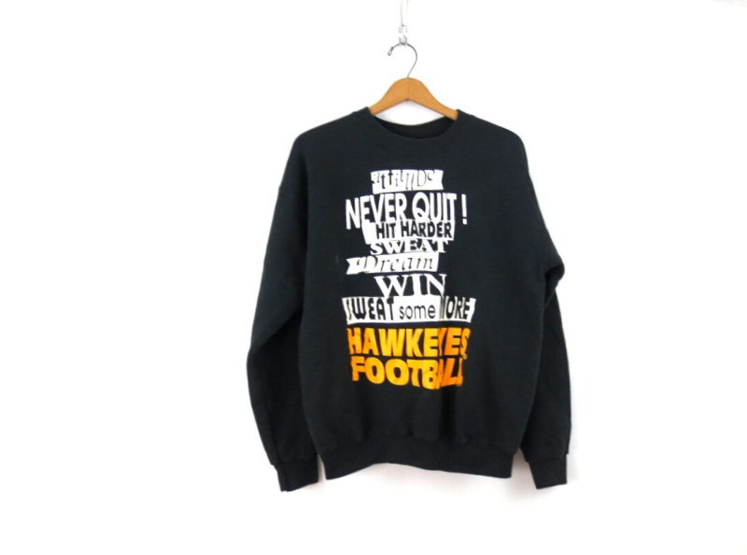 Black Vintage Sports Sweater Vintage Iowa Hawkeyes College Etsy