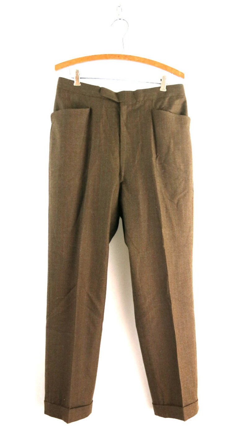 1960s Brown Suit Pants Baggy Trousers Men's Cuffed Suit Etsy