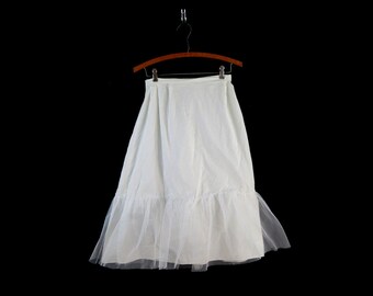 White Petticoat Vintage Tulle Skirt Cotton Slip Skirt Poofy Petticoat Skirt Wedding Slip Skirt Womens 24 Inch Waist Small