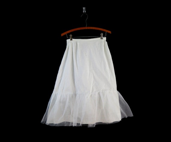 White Petticoat Vintage Tulle Skirt Cotton Slip S… - image 1