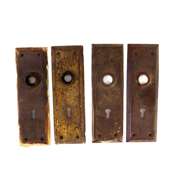 4 Antique Door Plates with Keyholes architectural salvage restoration