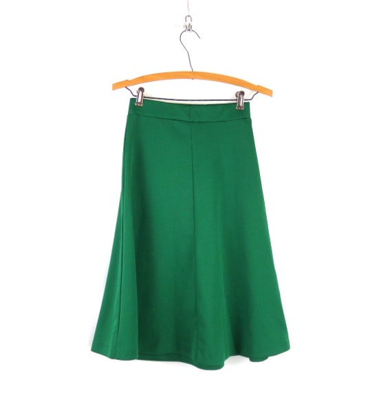 Green Poly Skirt | 1970s Vintage Skirt | Retro So… - image 3