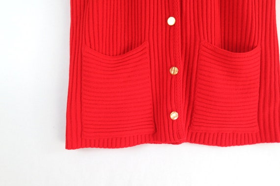Vintage 1970s Red Sweater Vest Tunic Sleeveless C… - image 3