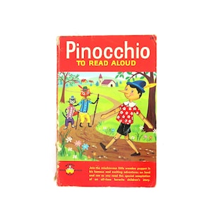 Pinocchio To Read Aloud 1962 Paperback Book 60s Vintage Children&#39;s Room Decor