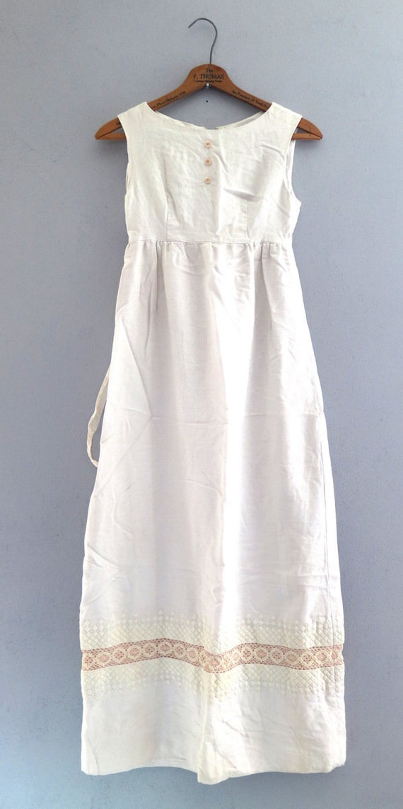 Vintage Crocheted Maxi Dress Long White Cotton Bo… - image 5