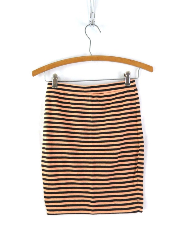 Striped Mini Skirt Vintage 1980s Mini Skirt Peach… - image 2