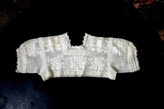 Victorian Crocheted Lace Bodice Top Short Sleeve C