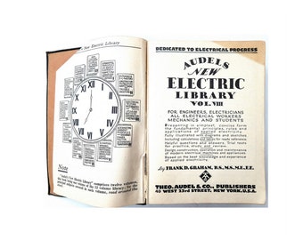 Antikes neues elektrisches Bibliotheksbuch von Audels mit illustrierten Diagrammen VIII – Schwarzes Kunstlederbuch 1943