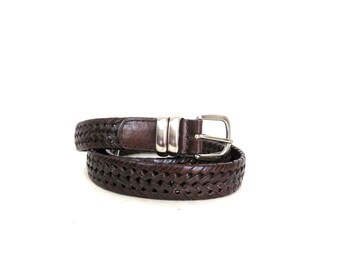 Vintage preppy browns leather braided waist belt fits 30-35” by Leather Shop Vintage Preppy Browns Leather Braided Waist Belt Fits 30-35  main image 3