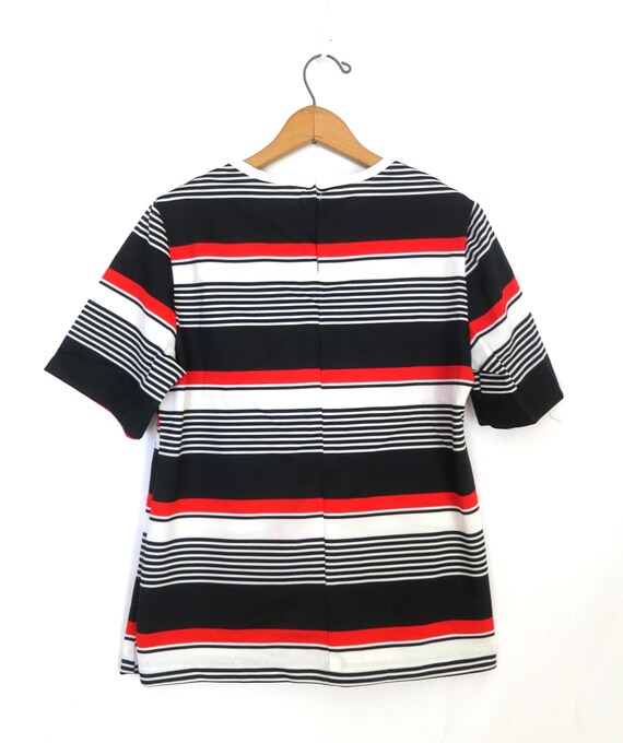 Camiseta de rayas anchas de los años 70, vintage, roja y negra, de
