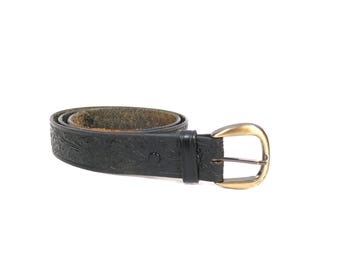 Vintage Donna Katz Belt: Wide Navy Faux Leather With Gold  display picture 3