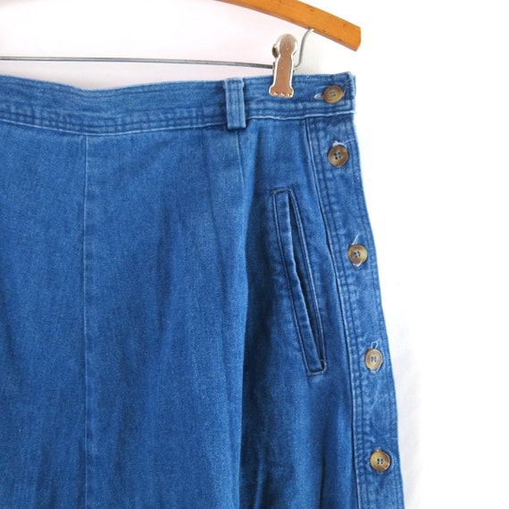 Long Jean Skirt Vintage Prairie Skirt with Side B… - image 4