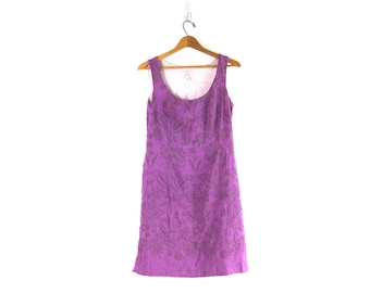 Violet SILK Mini Dress 00s Sleeveless Floral Y2K Dress Women's Size 8