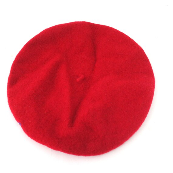 Vintage 90\'s Callanan Red Hat Society Classic 100% Wool Beret in Lipstick Red OS Red society hat wool - Gem main image 4