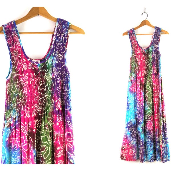 Vintage Floral Lounge Dress // Loose Fitting Rayon Beach Dress // Sleeveless Summer Resort Dress // Women's One Size